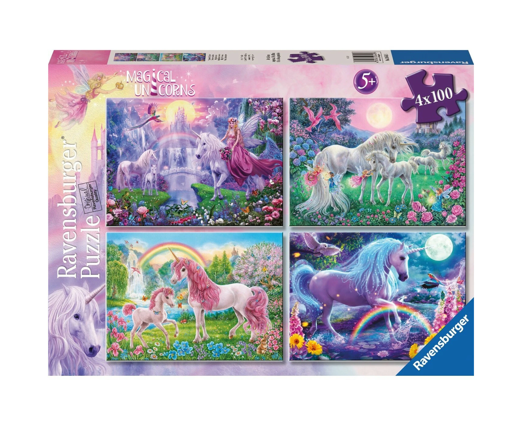 4x100pc Ravensburger Magical Unicorns Bumper Childrens Jigsaw Puzzle Set 6y+