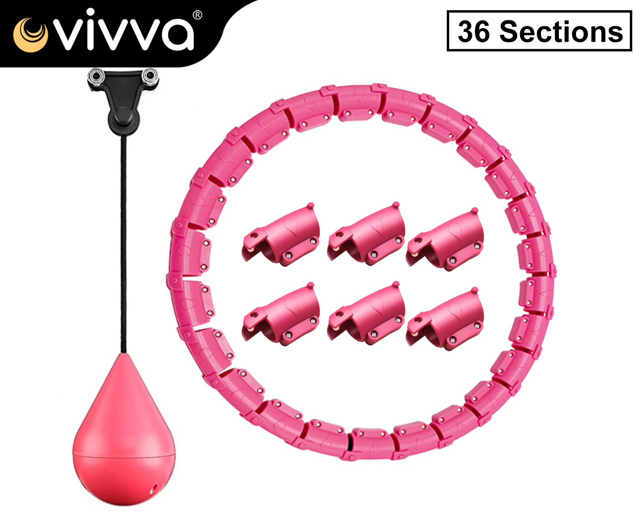 Vivva-36 Knots Fitness Smart Hula Hoop Detachable Weighted Hoops Lose Weight Sports(Pink)