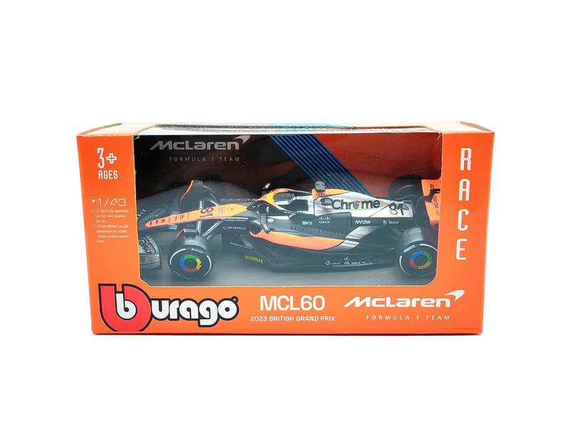 Bburago Formula Racing 2023 Mclaren MCL60 #81 Oscar Piastri 1:43 Scale Diecast Vehicle