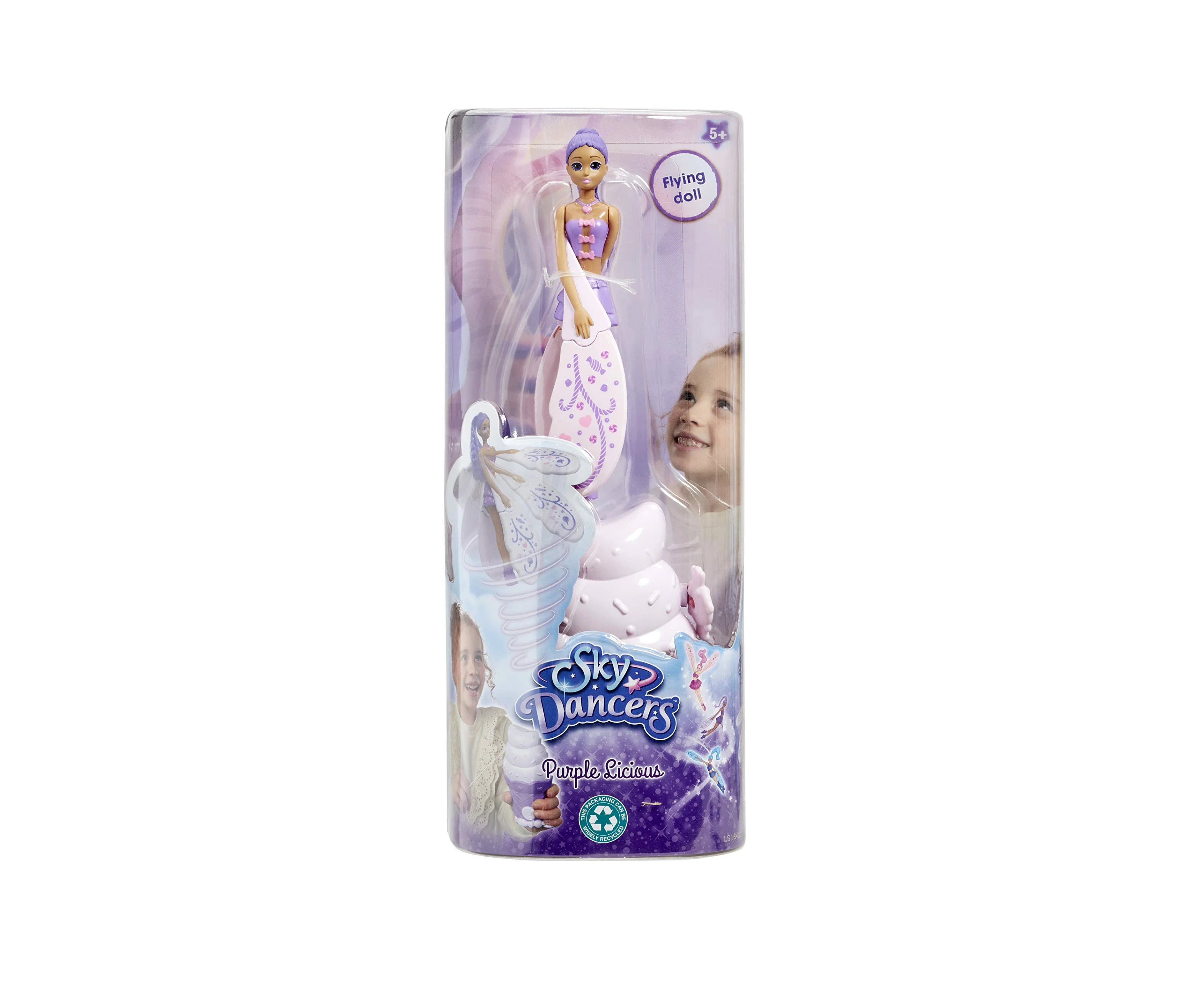 Sky Dancers: Purple Licious | Pull the Cord and Watch as She Makes a Dazzling Dance Through Mid-Air! | Flying Doll Toy | No Batteries Required | Gift For A