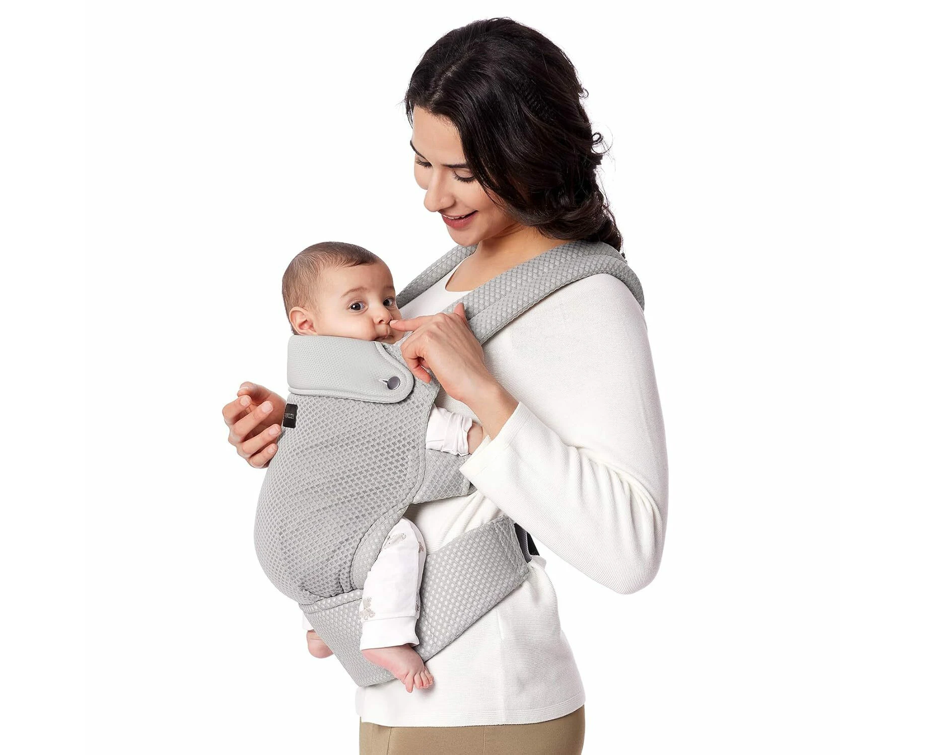 Breathable Mesh Baby Carrier, Ergonomic and Lightweight Infant Carrier for 7-44lbs with Enhanced Lumbar Support Grey