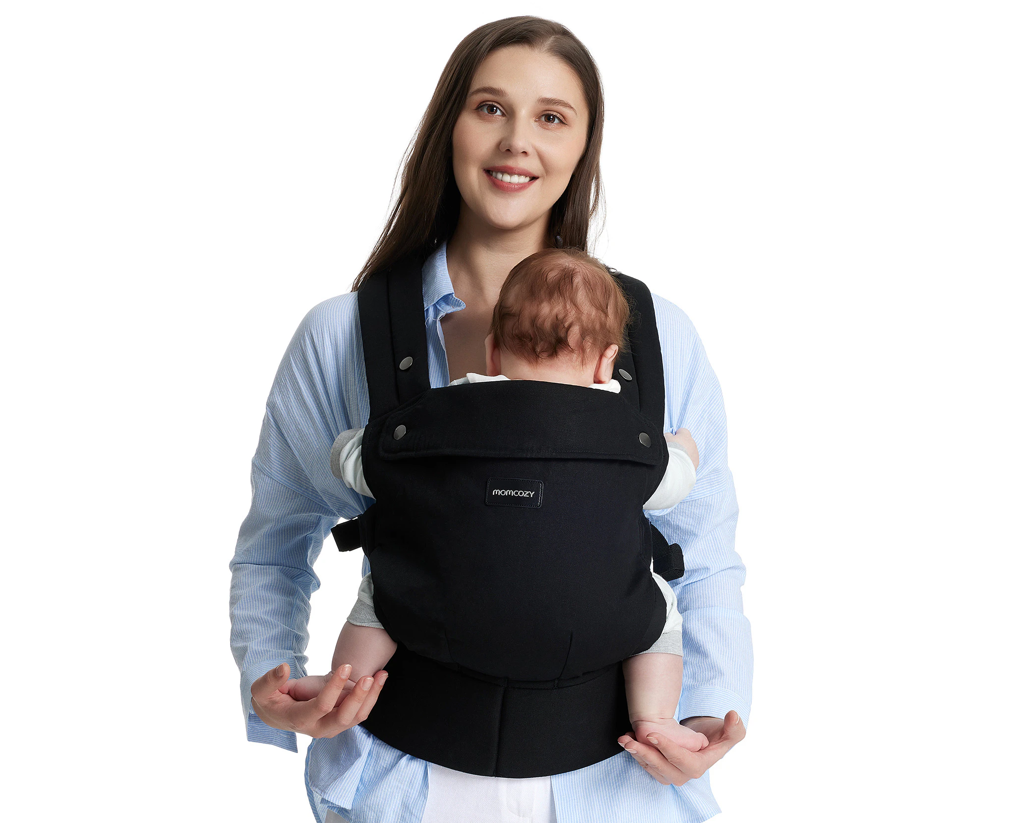 Baby Carrier Newborn to Toddler - Ergonomic, Cozy and Lightweight Infant Carrier for 7-44lbs, Effortless to Put On, Ideal for Hands-Free Parenting Black