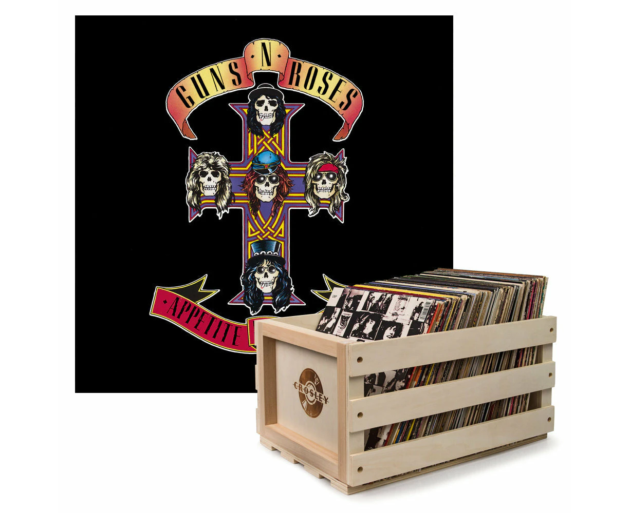 Crosley Record Storage Crate & Guns & Roses Appetite For Destruction - Vinyl Album Bundle