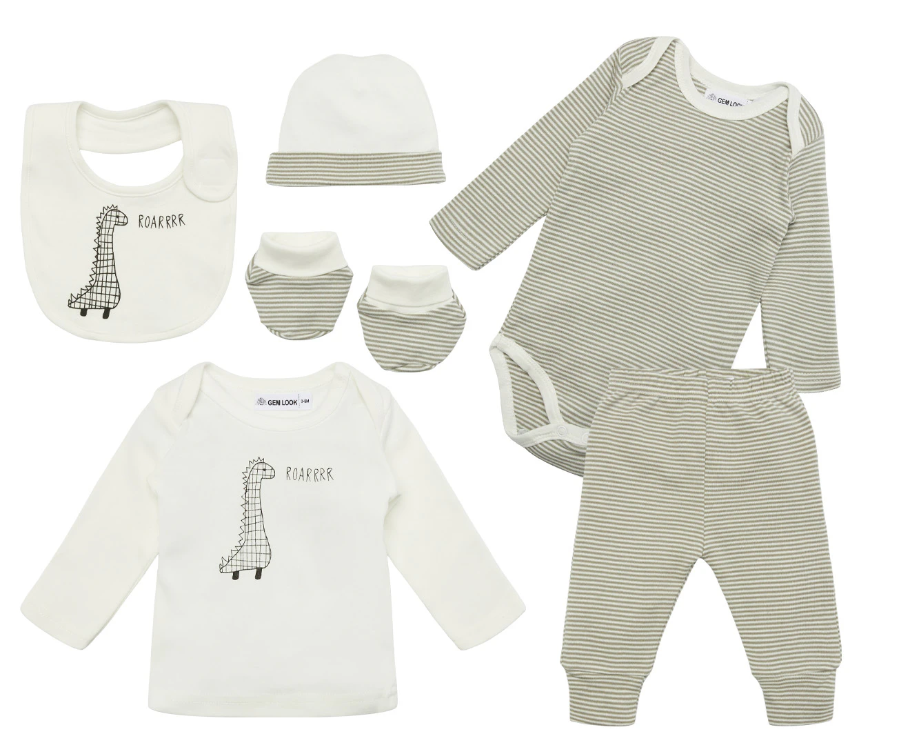 Gem Look Baby Dino Organic Cotton 6-Piece Set