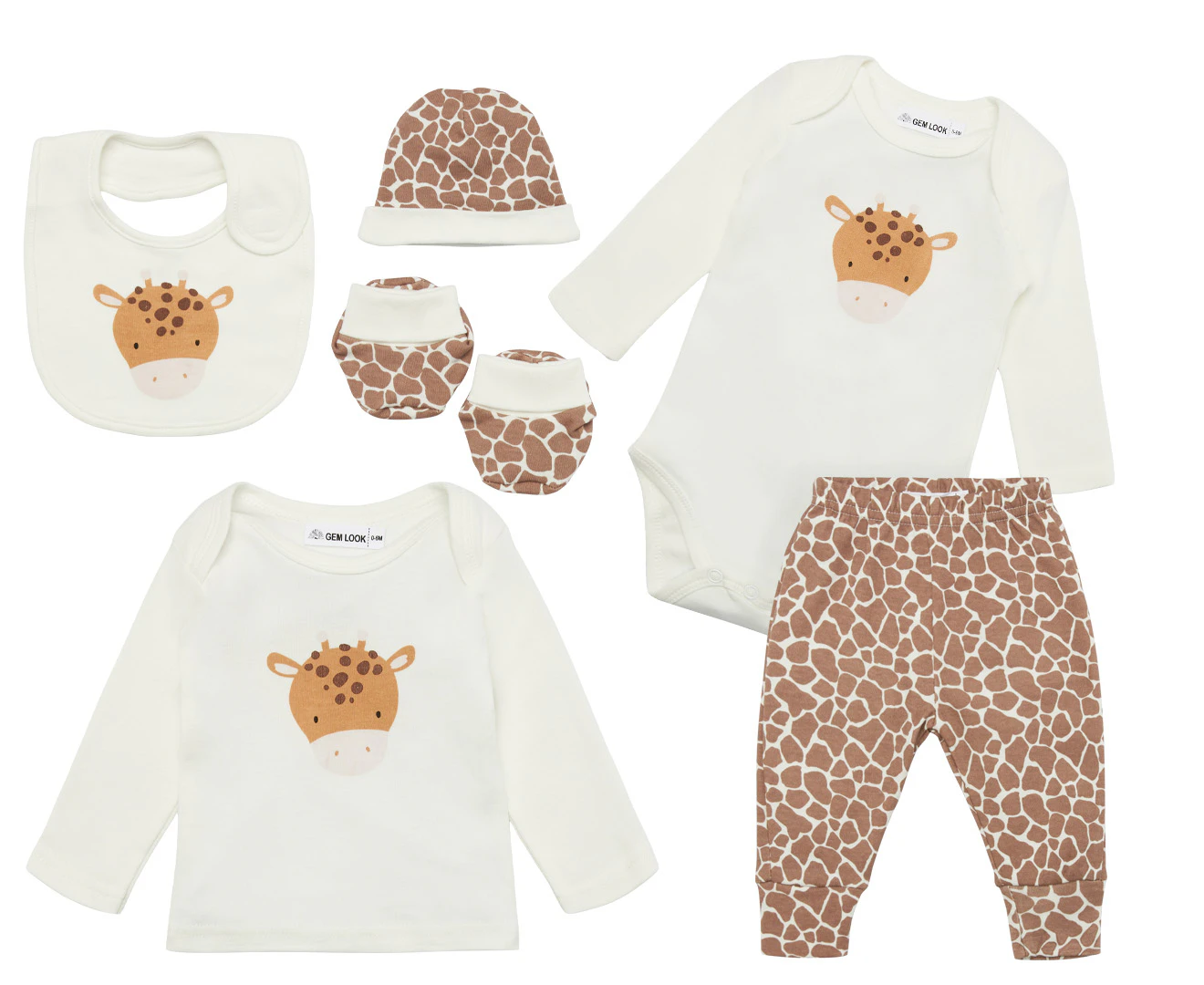 Gem Look Baby Giraffe Organic Cotton 6-Piece Set