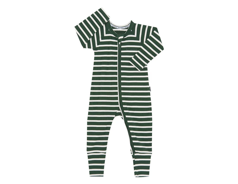 Bonds Baby Wide Needle Rib Zippy Suit - Lacrosse Green/Mascarpone