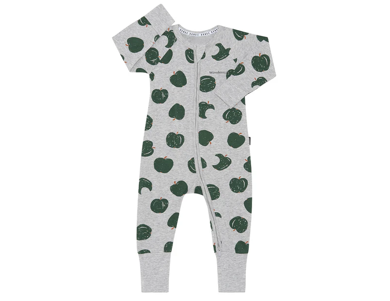 Bonds Baby Zip Wondersuit - Apple A Day/Grey Marle