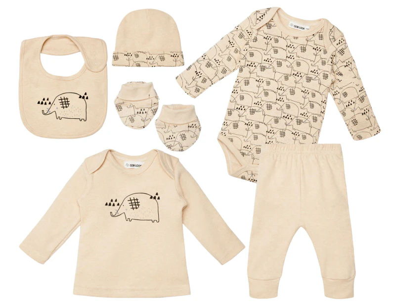 Gem Look Baby Elephant Organic Cotton 6-Piece Clothes Set