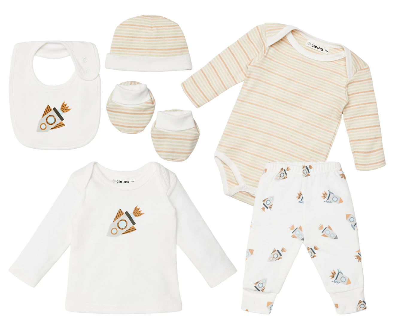 Gem Look Baby Rocket Organic Cotton 6-Piece Clothes Set