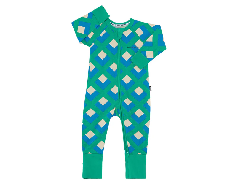 Bonds Baby Zip Wondersuit - Diamond Dazzle/Green/Blue