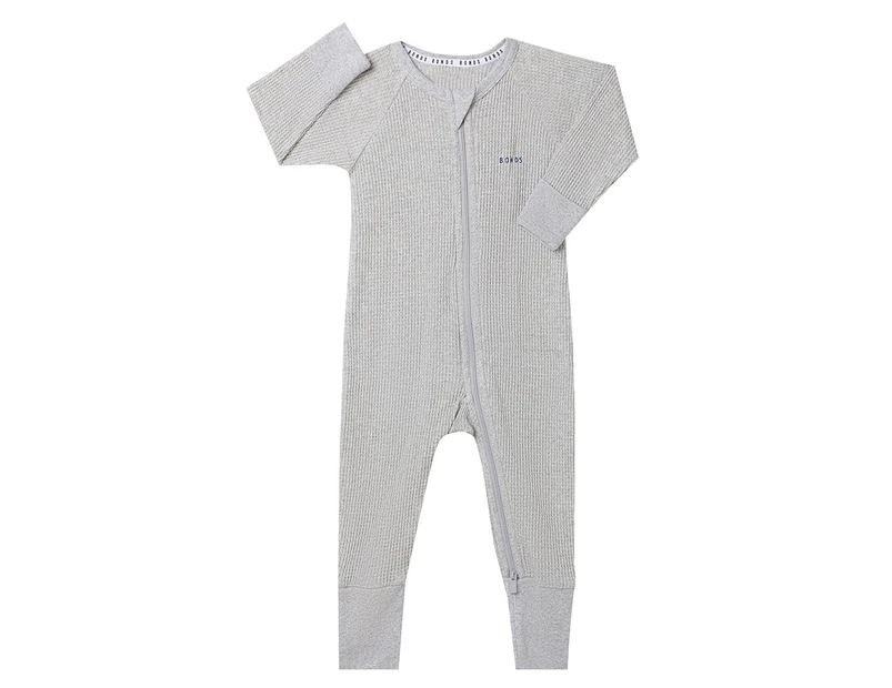 Bonds Baby/Toddler Waffle Zip Wondersuit - New Grey Marle