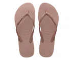 HAVAIANAS | WOMENS SLIM METAL LOGO GLITTER CROCUS ROSE