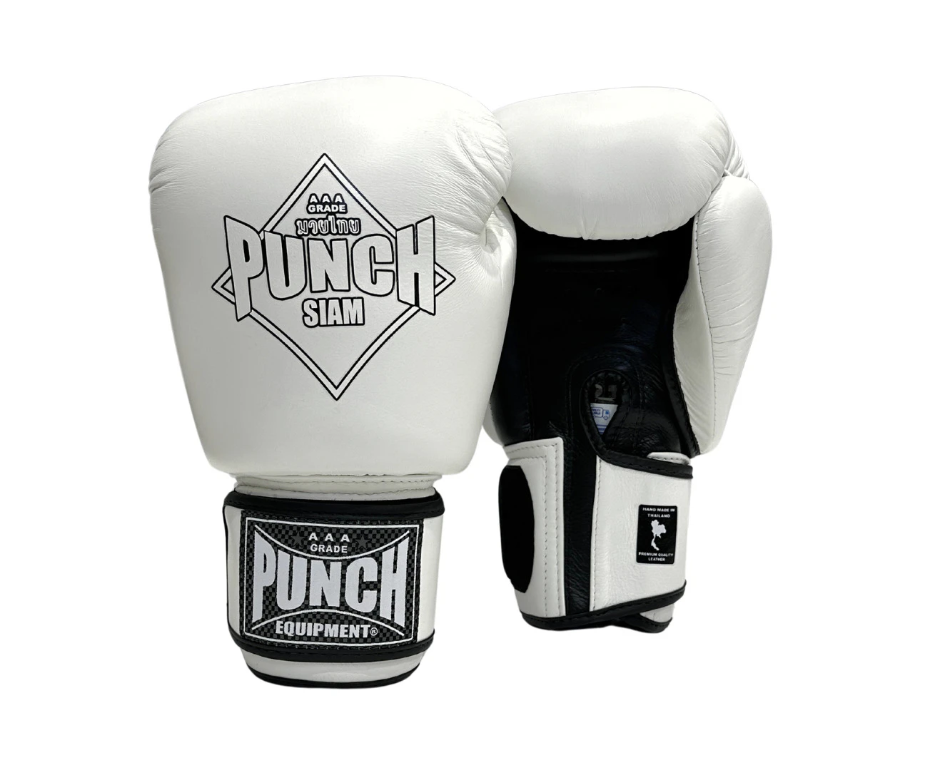 PUNCH Boxing Gloves Siam LEATHER WHITE 16OZ