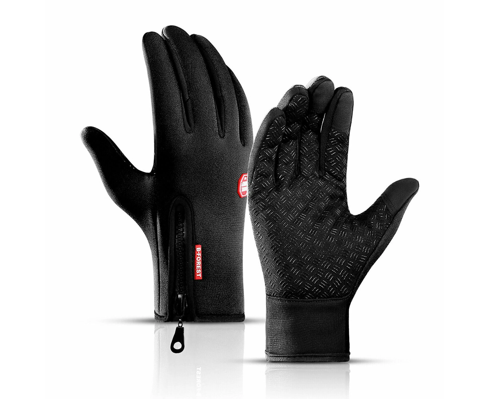 Bike Cycling Gloves Touch Waterproof Full Finger Winter Fitness Black