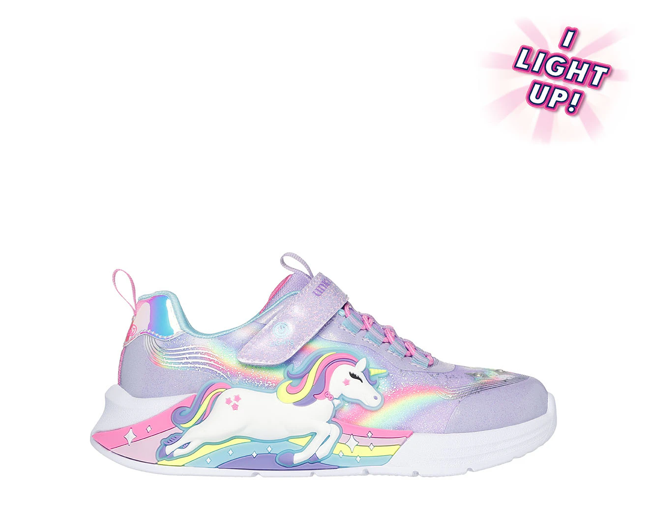 Skechers Girls' S-Lights Unicorn Chaser Sneakers - Lavender/Multi