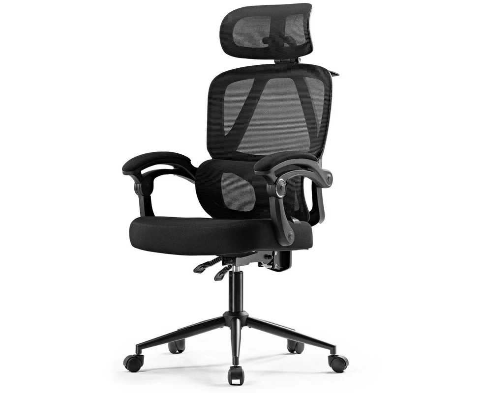 Eureka ERK-OC16-B OC16 Nero Ergonomic Home/Office Chair - Black, Safe & Durable, 3D Headrest