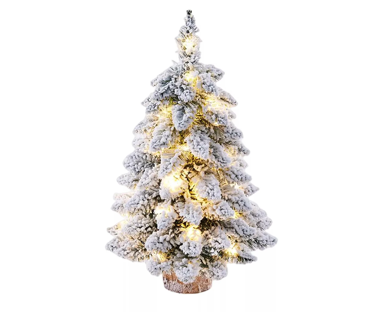 Tabletop Small Mini Christmas Tree With Snow LED Lights Xmas Ornament Decoration