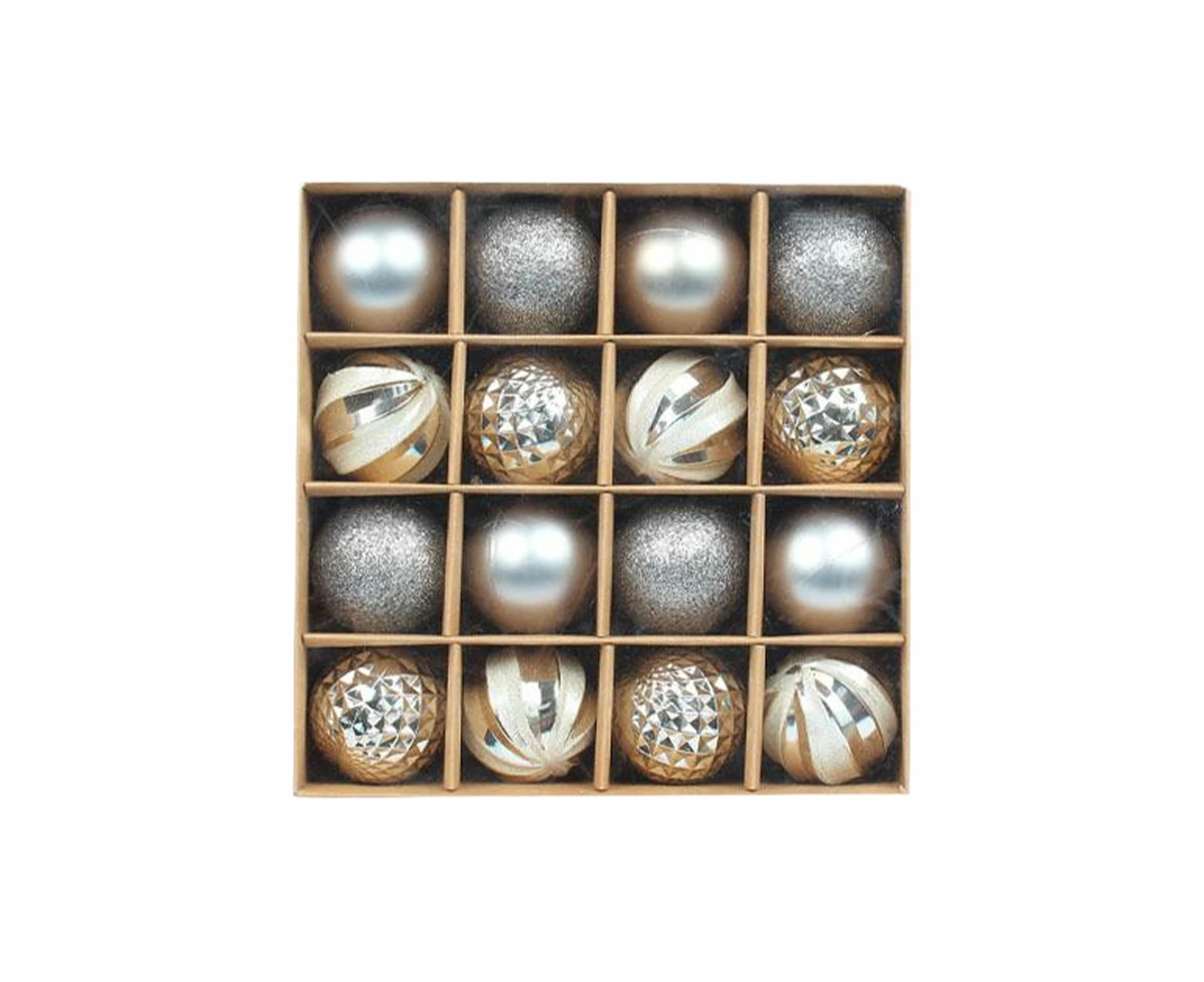 16Pcs Light Christmas Tree Decorations Set Creates Festive Ambiance Silver