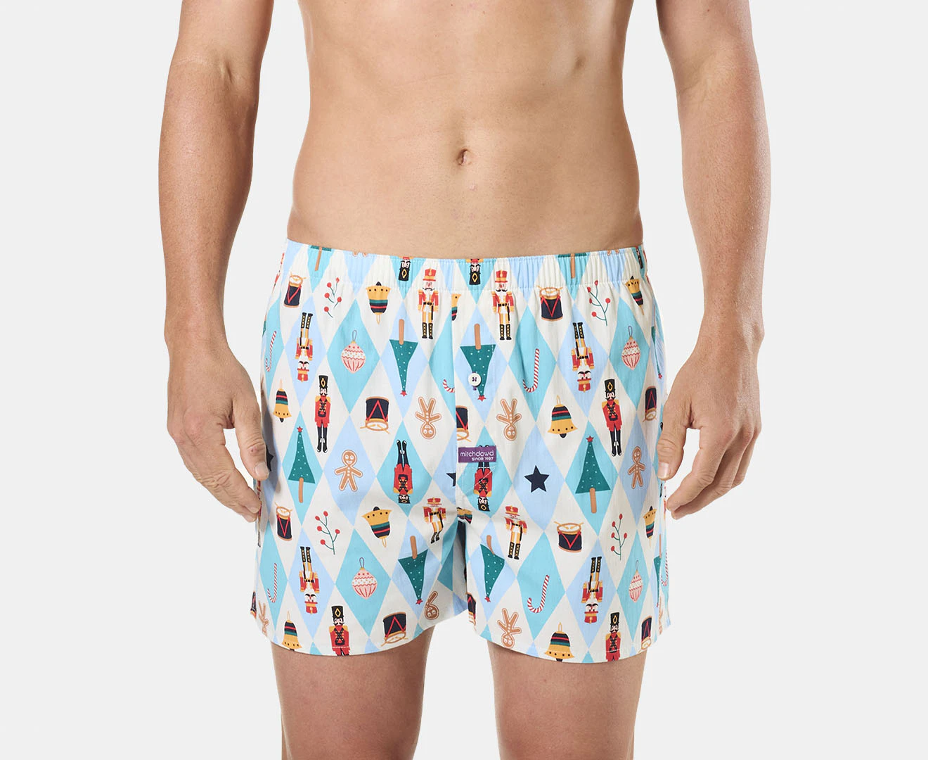 Mitch Dowd Men's Nutcracker Cotton Boxer Shorts - Blue