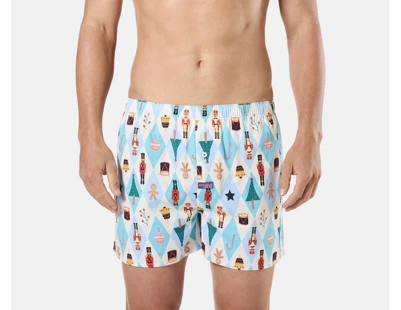 Mitch Dowd Men's Nutcracker Cotton Boxer Shorts - Blue