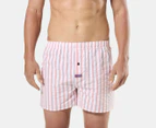 Mitch Dowd Men's Seersucker Stripe Cotton Boxers 3-Pack - Red/Navy/Blue