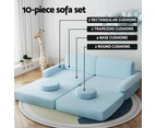 Artiss Sofa Bed 2 Seater Kid DIY Play Couch Velvet Blue