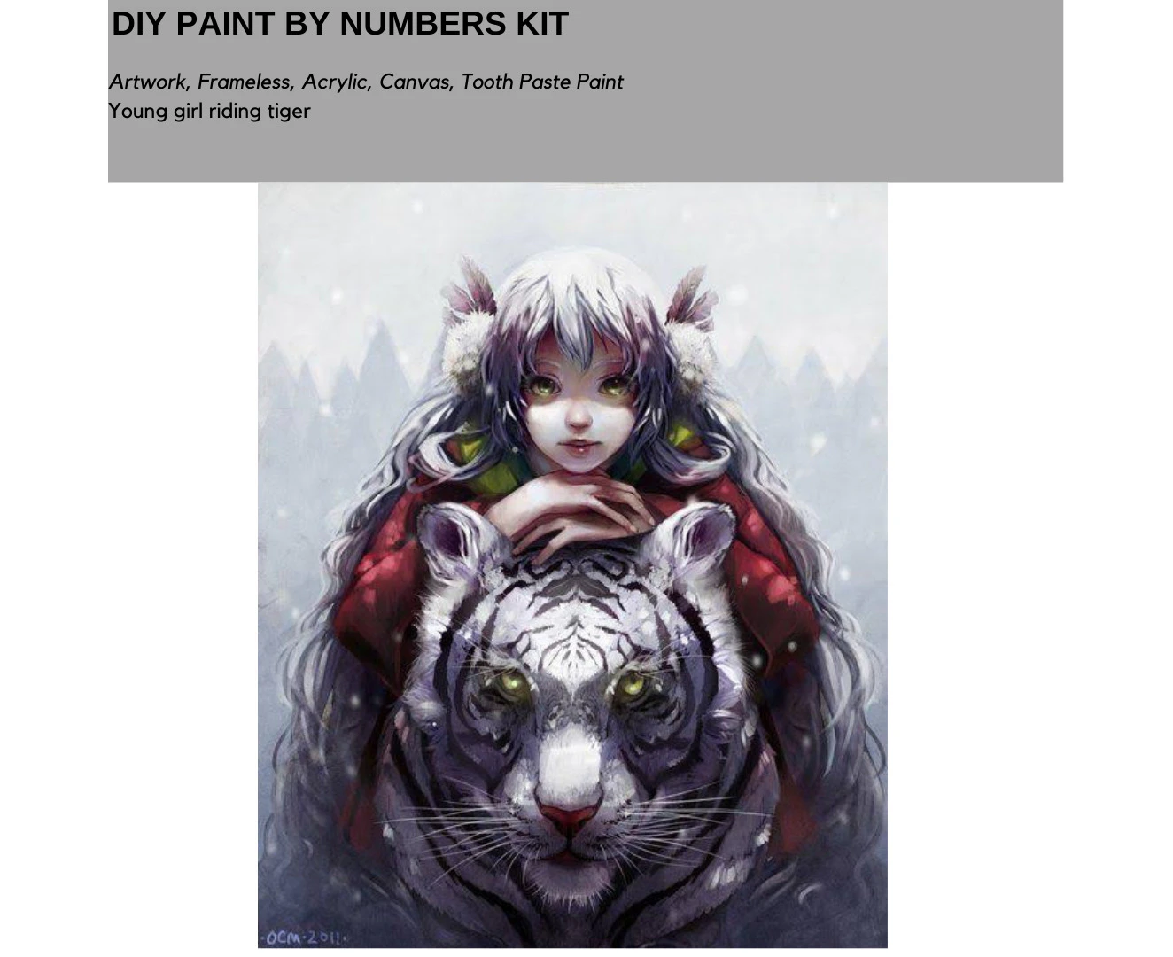 Art DIY Paint by Numbers Kit Large 40 by 50 Oil Painting Girl Riding tiger