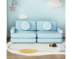 Artiss Sofa Bed 2 Seater Kid DIY Play Couch Velvet Blue