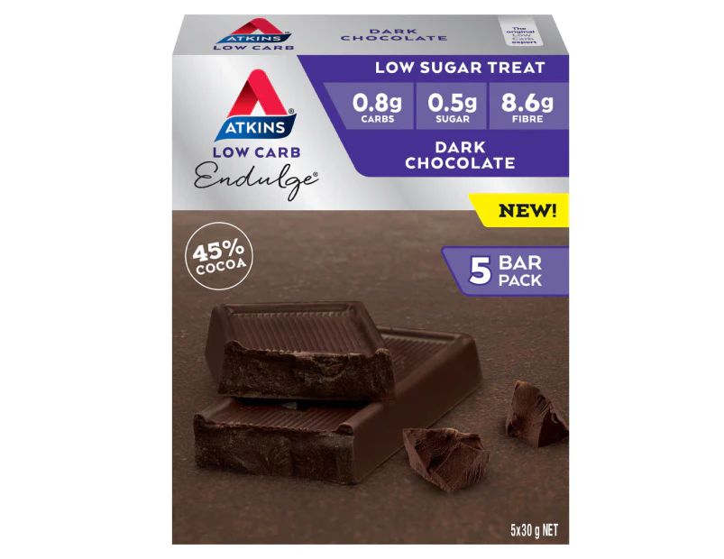 5pk Atkins Low Carb Endulge Bar Dark Chocolate 30g