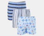 Mitch Dowd Men's Great White Pork Cotton Boxers 3-Pack - Blue/Multi