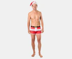 Mitch Dowd Men's Santa Pants Cotton Trunks & Santa Hat - Red