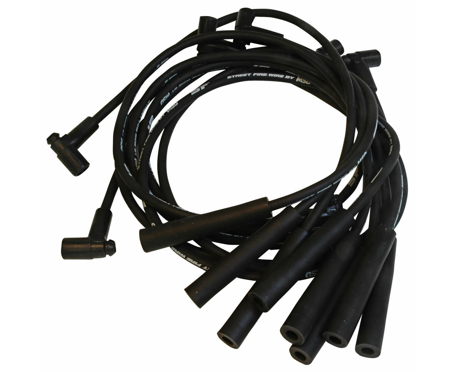 MSD Spark Plug Wires, Street Fire, 8.0mm, Black, Straight Boots, HEI, B/Block, For Buick/For Chevrolet, For Pontiac, For Oldsmobile/For GMC, V-8, Set