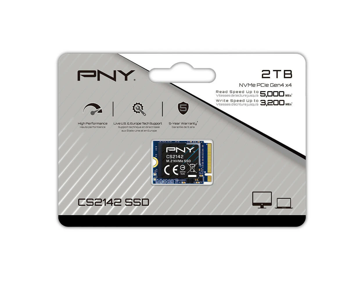 PNY CS2142 2TB PCIe M.2 2230 NVMe Gen4x4 SSD 5,000MB/s 3200MB/s 5yrs