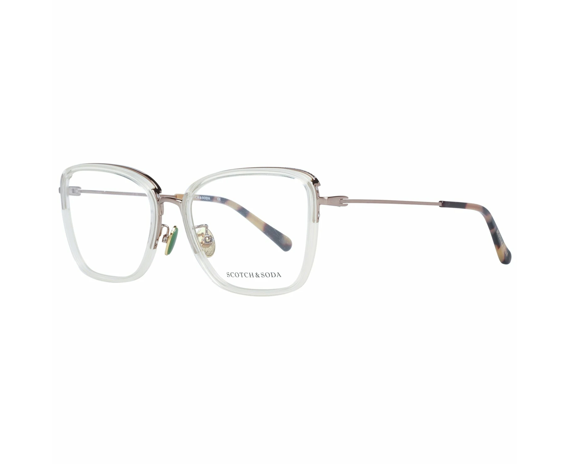 Transparent Trapezium Demo Glasses with Metal & Plastic Frame - Transparent