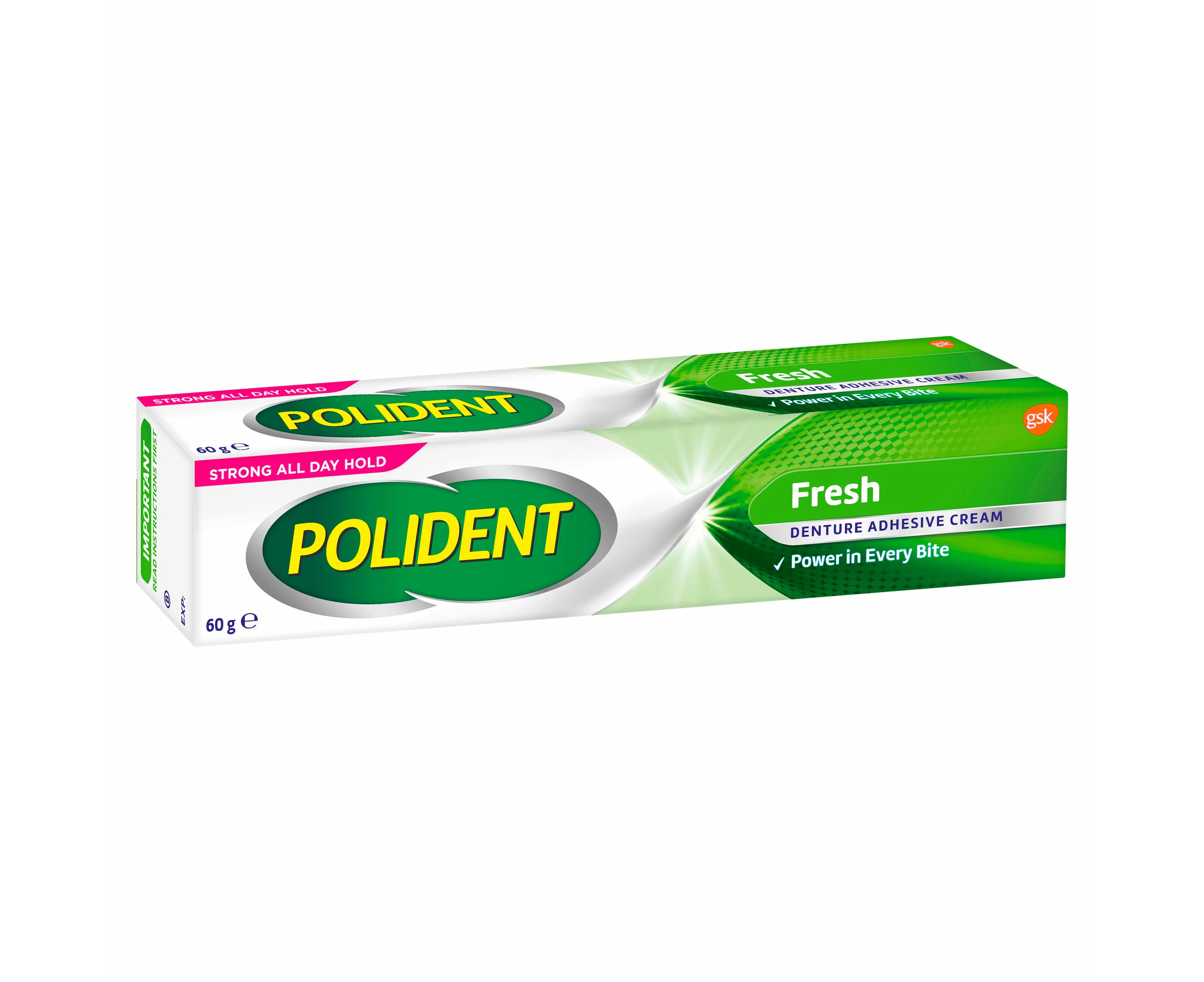 Polident Denture Adhesive Cream Fresh Mint 60g