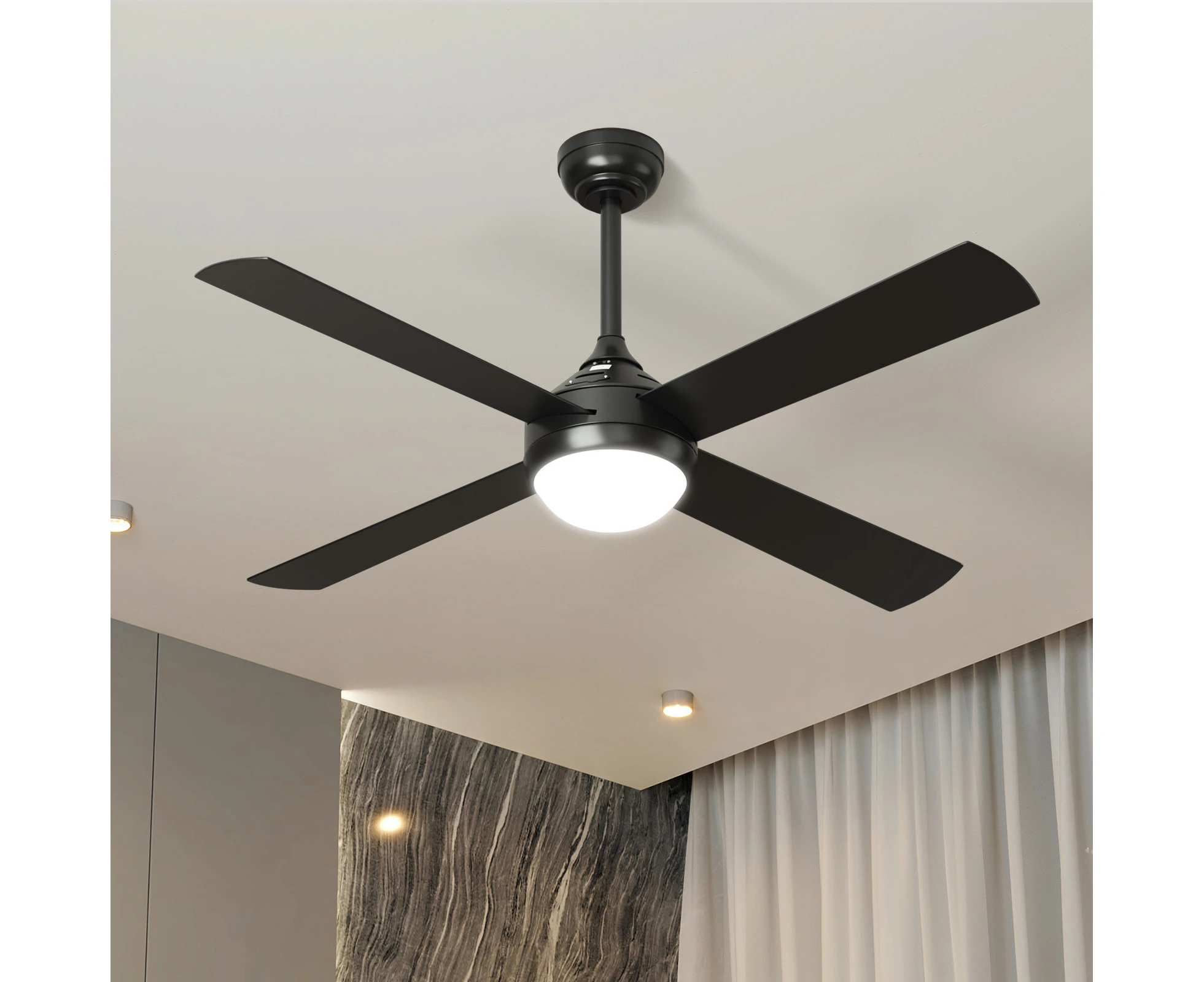 Vevare 52'' Ceiling Fan AC Motor With Light Remote Control Fans 4 Blades Black