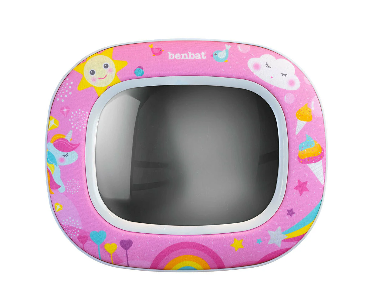 Benbat Baby Night & Day 30cm Car Head Rest Mirror w/Lights/Lullabies/Remote Pink