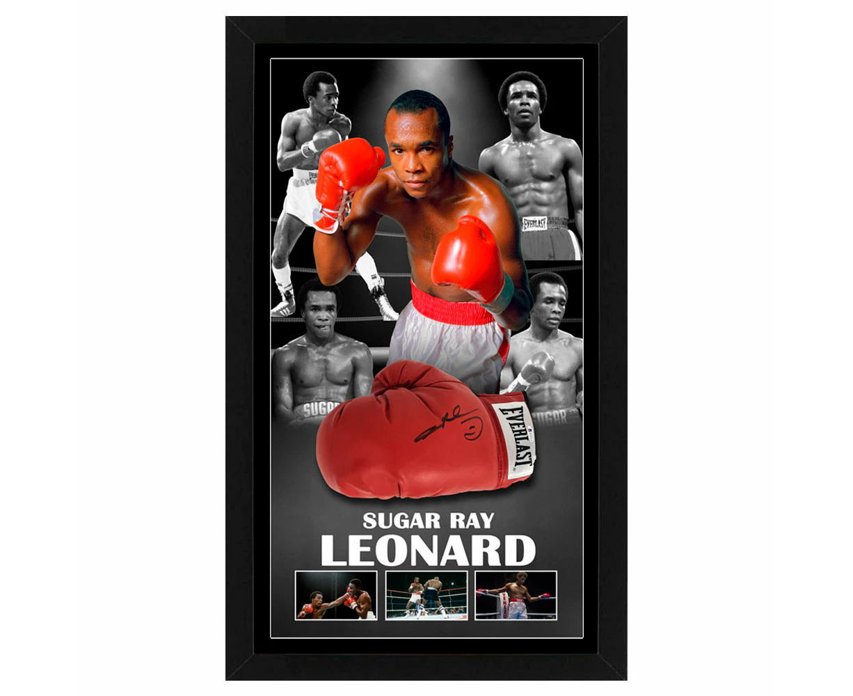 Boxing - Sugar Ray Leonard Signed & Framed Boxing Glove (Beckett COA)