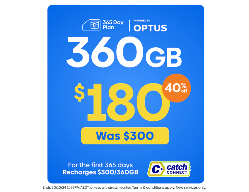 Catch Connect 365 Day Mobile Plan - 360GB