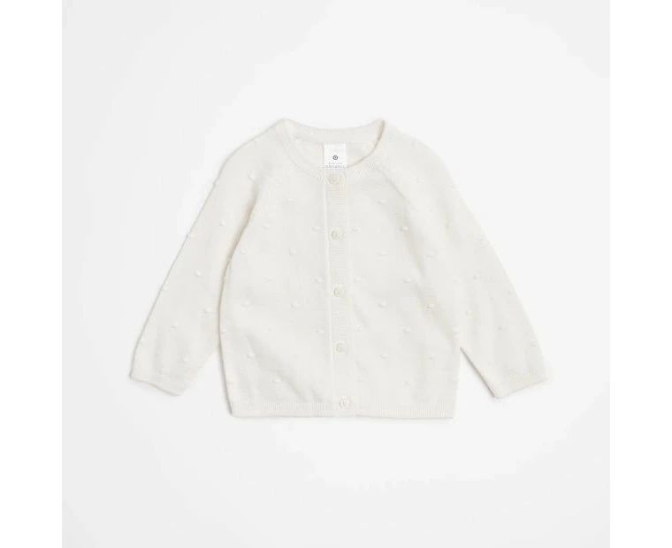 Target Baby Organic Cotton Party Pom-Pom Knit Cardigan - White