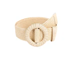 Women Belt Round Buckle Hand-woven Belt Bohemian-style Belt for Female Dresses - Off white