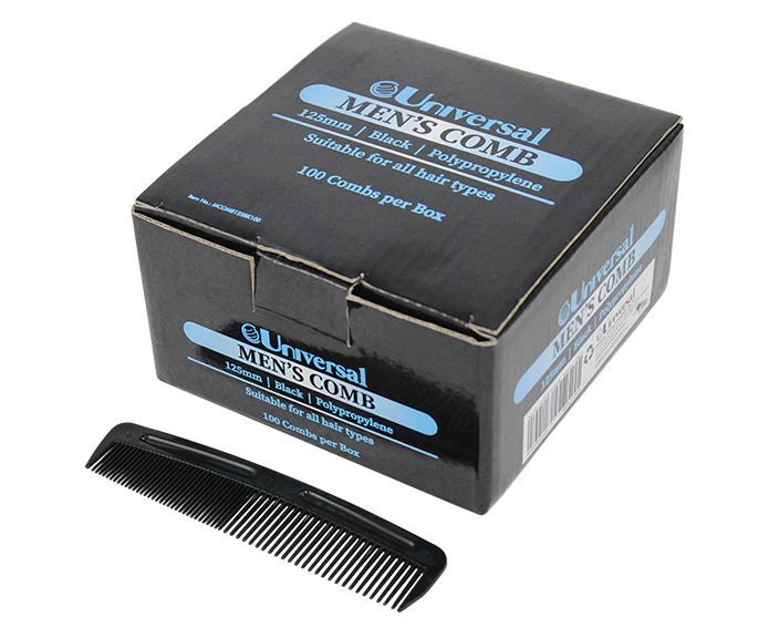 Universal Men's Comb Polypropylene 125mm Black 100 Box