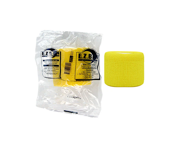 E.Z. Ban Wrap Cohesive Elastic Bandage 5cm x 2m stretch to 4.5m Yellow