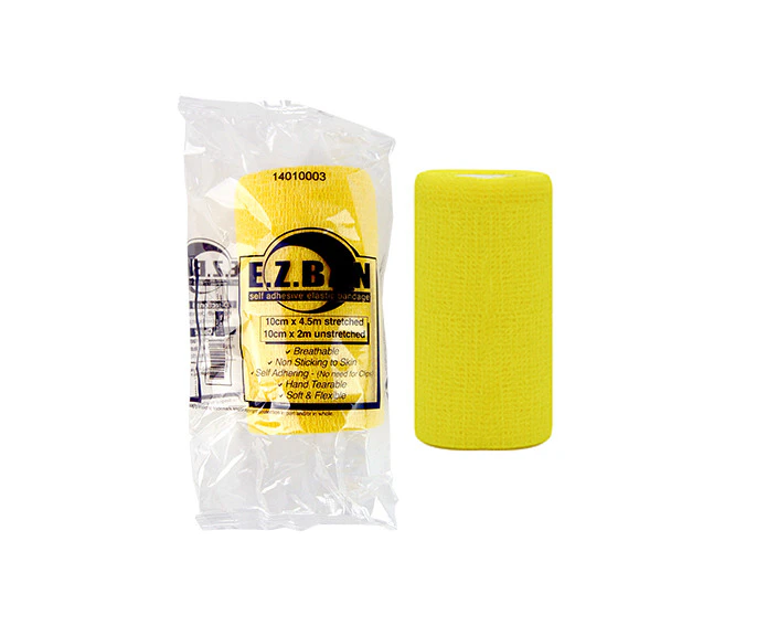 E.Z. Ban Wrap Cohesive Elastic Bandage 10cm x 2 m stretch to 4.5 m Yellow