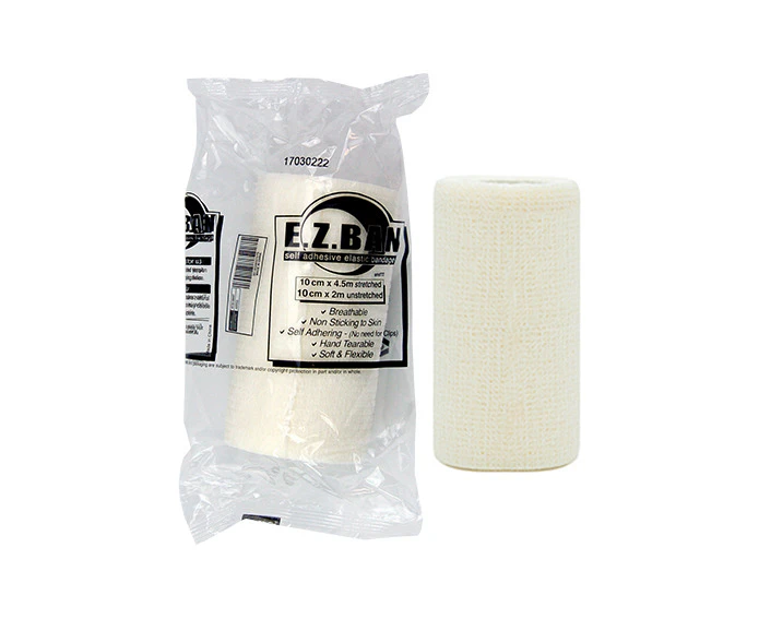 E.Z. Ban Wrap Cohesive Elastic Bandage 10cm x 2 m stretch to 4.5 m White