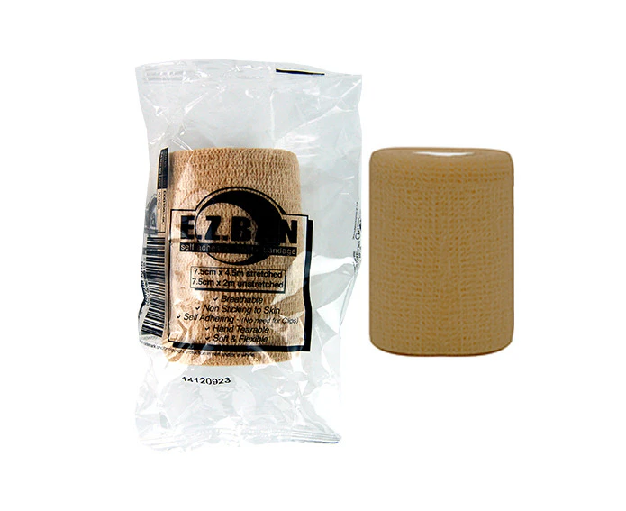 E.Z. Ban Wrap Cohesive Elastic Bandage 7.5cm x 2 m stretch to 4.5 m Tan