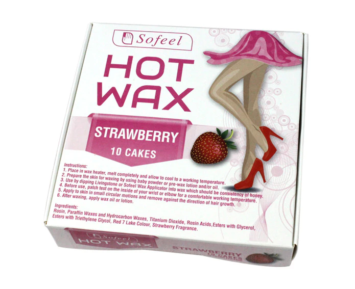 Sofeel Hot Wax Strawberry Scent 10 Cakes of 50 grams 500 Gram Box