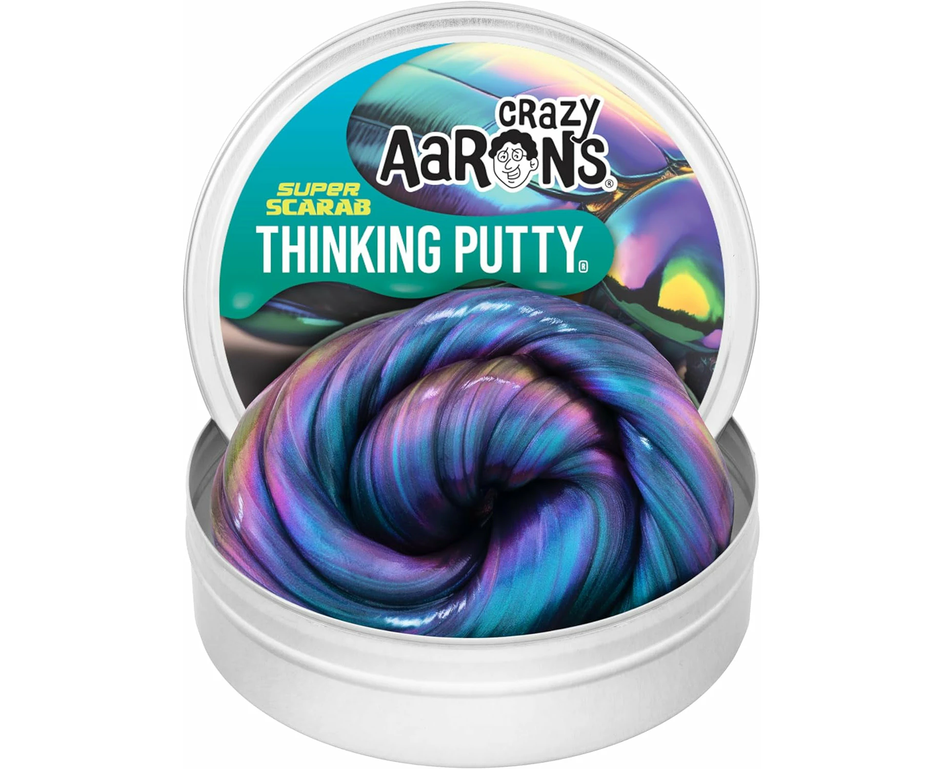 Crazy Aaron&#39;s Thinking Putty 4&#34; Tin - Super Illusions Super Scarab - Multi-Color Putty, Soft Texture - Never Dries Out 1 ea,5516287