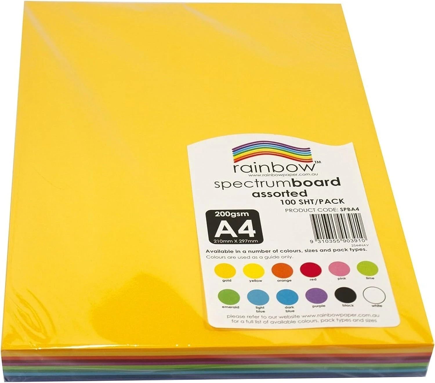 Rainbow A4 Coloured Cardboard 100 Sheets, Assorted