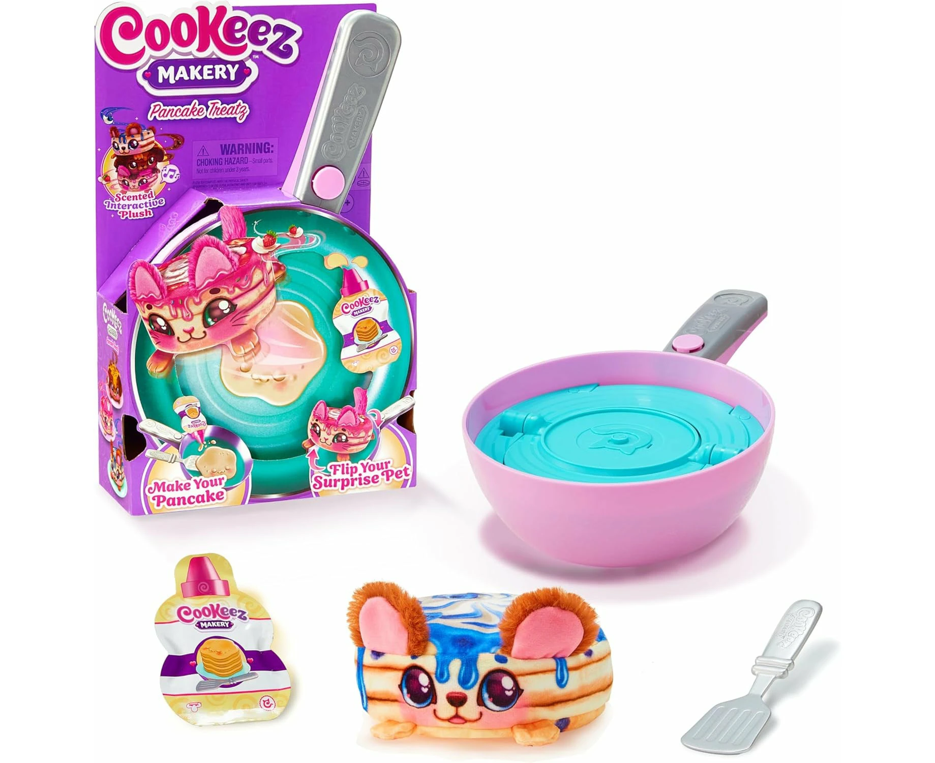 Cookeez Makery Pancake Treatz. Mix & Flip a Plush Best Friend! Place Your Pancake Mix on The Pan and Be Amazed When A Scented, Interactive Plush Friend